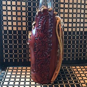 Leather beer bottle koozie